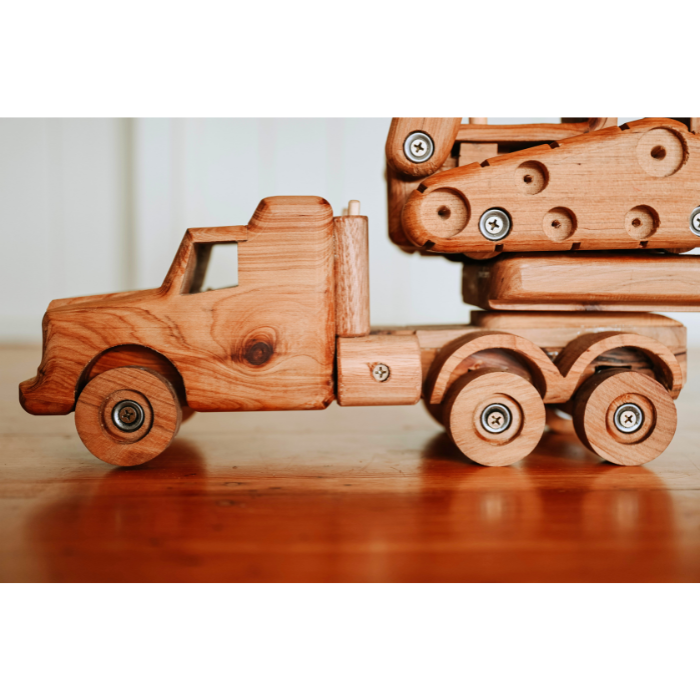 Handmade Wooden Truck: Low Loader and Trailer Combo