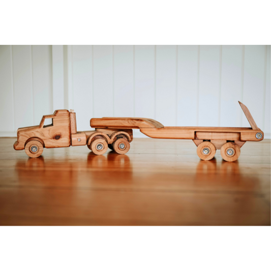 Handmade Wooden Truck: Low Loader and Trailer Combo