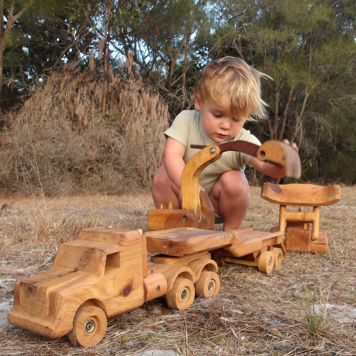 Handmade Wooden Truck: Low Loader and Trailer Combo